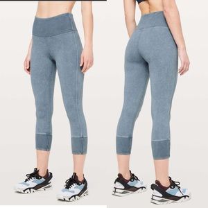 New Lululemon Wunder Under Leggings Crop 23" *Ribbed Washed Moon Blue Size 10
